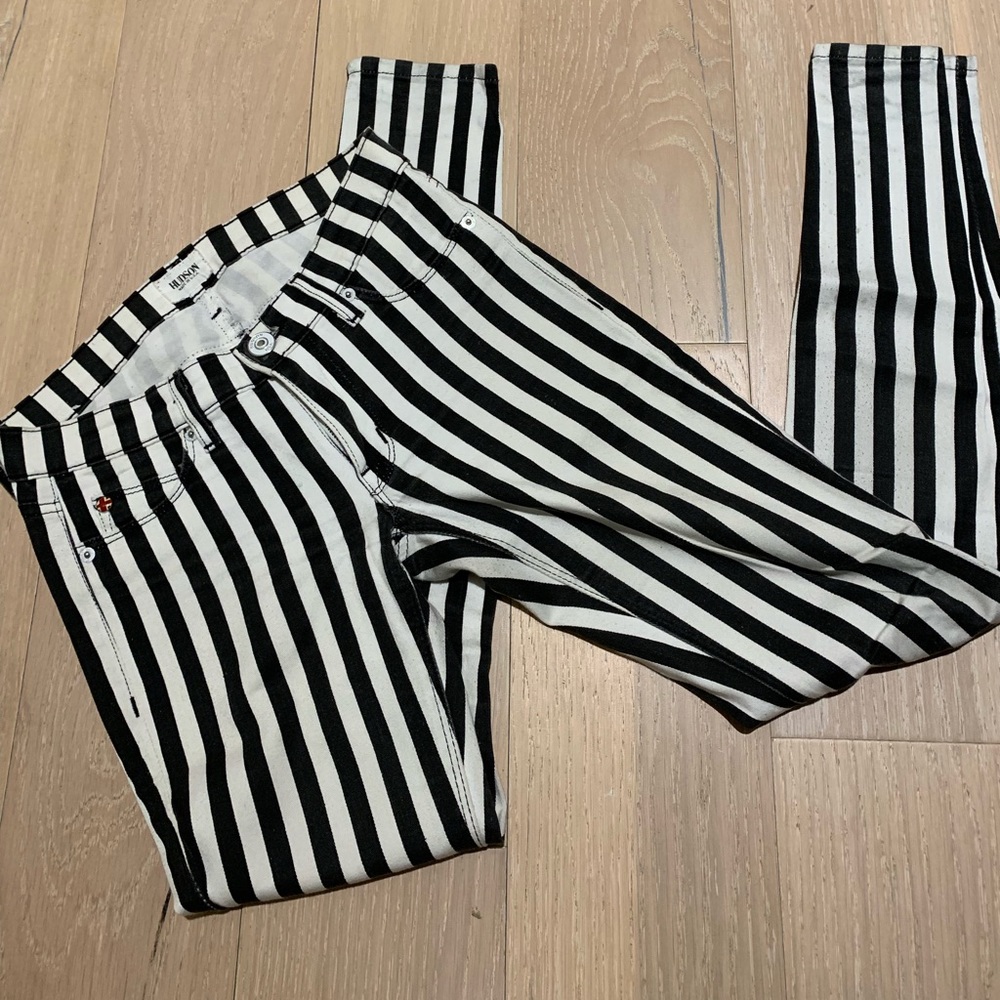 Hudson black and white skinny jeans